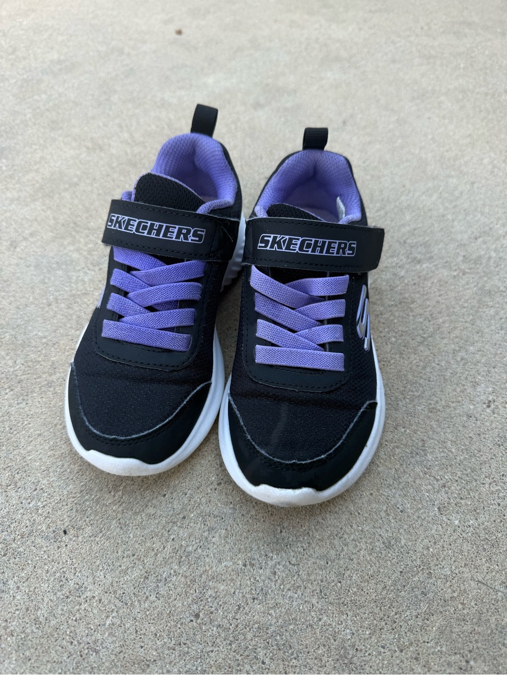 Skechers Kids Black & Purple Athletic Sneakers with Hook-and-Loop Strap